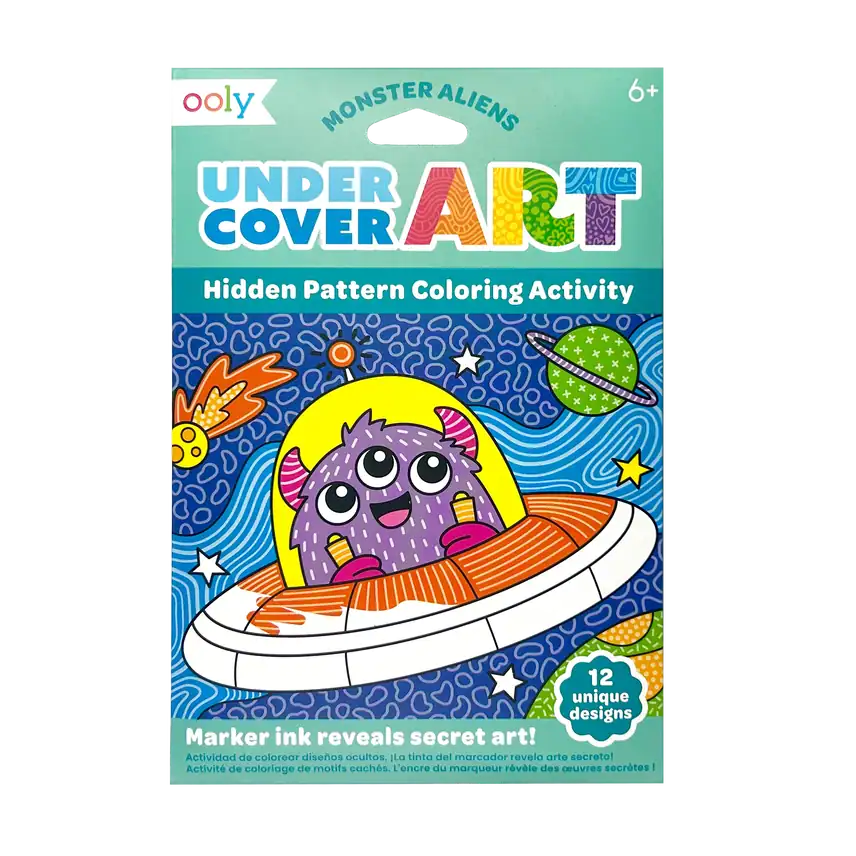 Monster aliens coloring activity with hidden patterns.