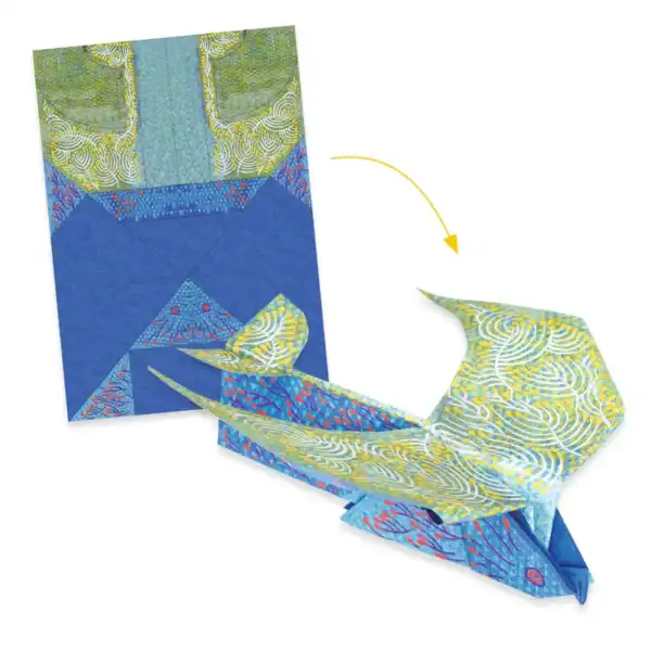 Origami diagram and folded paper bird