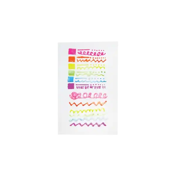 Colorful abstract lines and shapes on white background.