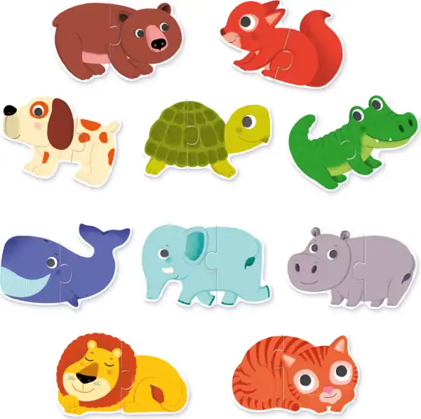 Colorful cartoon animal puzzle pieces for kids