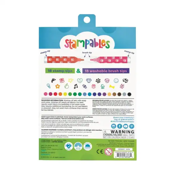 Stampables pack with 18 stamp and brush tips.