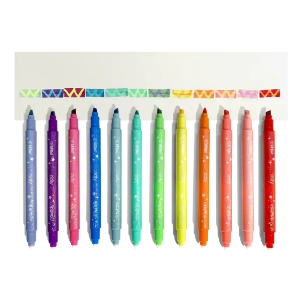 Colorful markers with geometric square patterns
