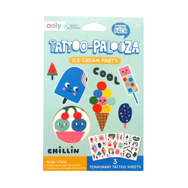 Ice cream party temporary tattoo pack for kids.