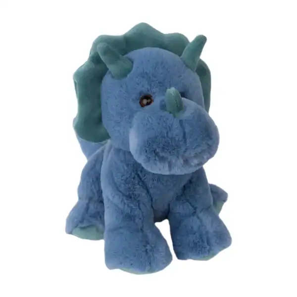 Blue triceratops plush toy front view