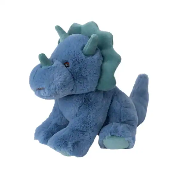 Blue plush triceratops toy
