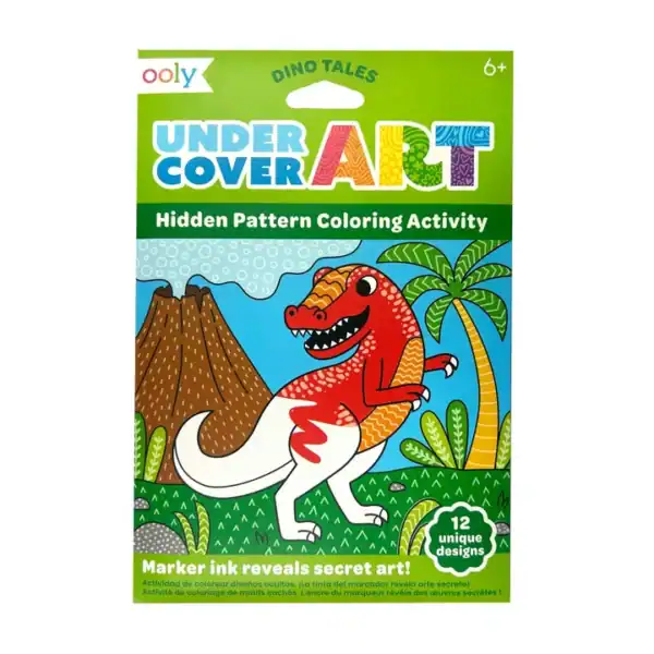 Dinosaur coloring book with hidden patterns for kids.