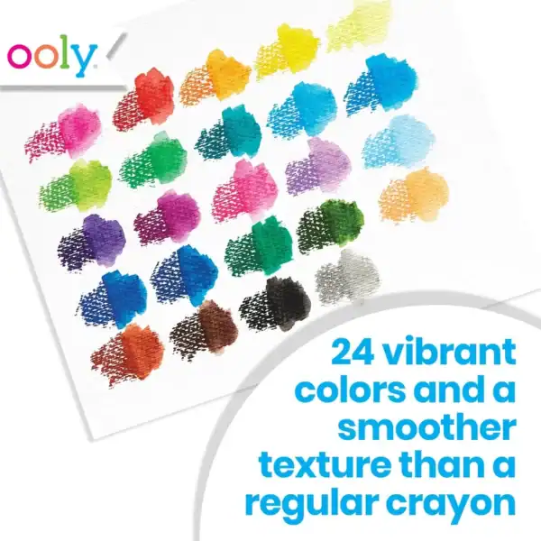Color swatches showcasing 24 vibrant Ooly colors.