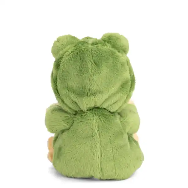 Back view of green teddy bear plush toy.