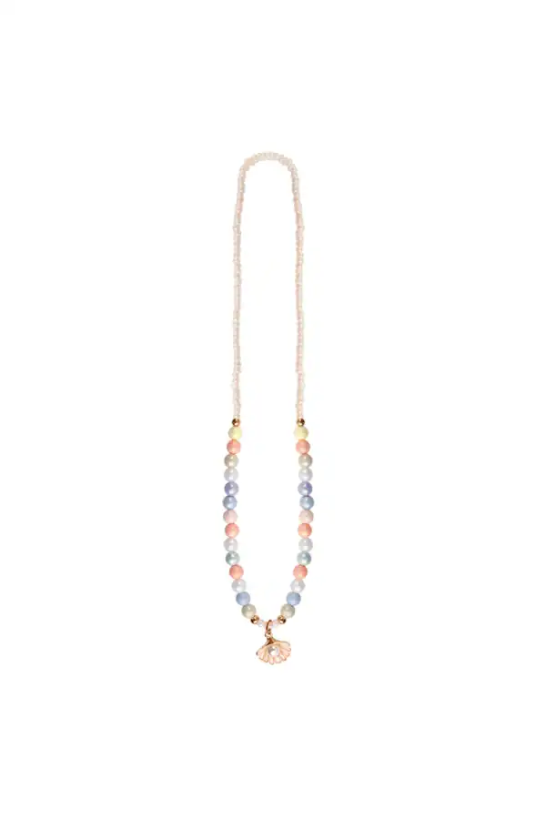 Colorful beaded necklace with shell pendant