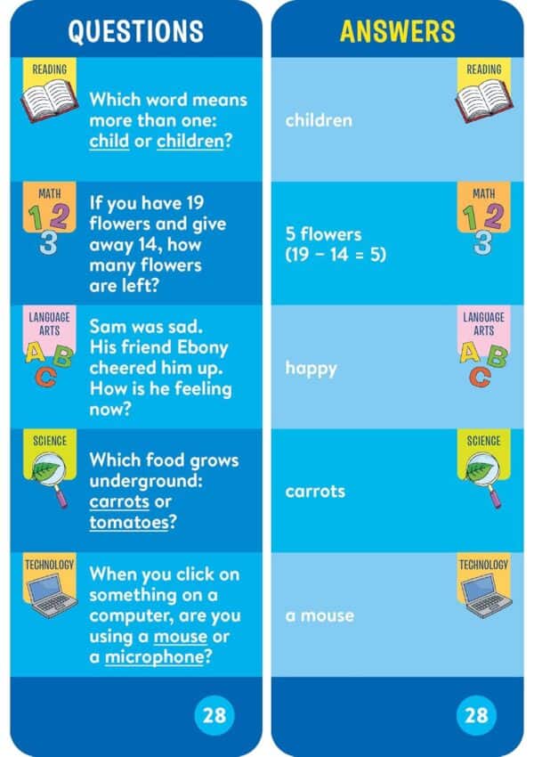Educational questions and answers for kids study guide.
