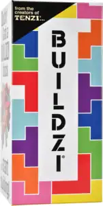 Colorful Buildzi block game box with text.