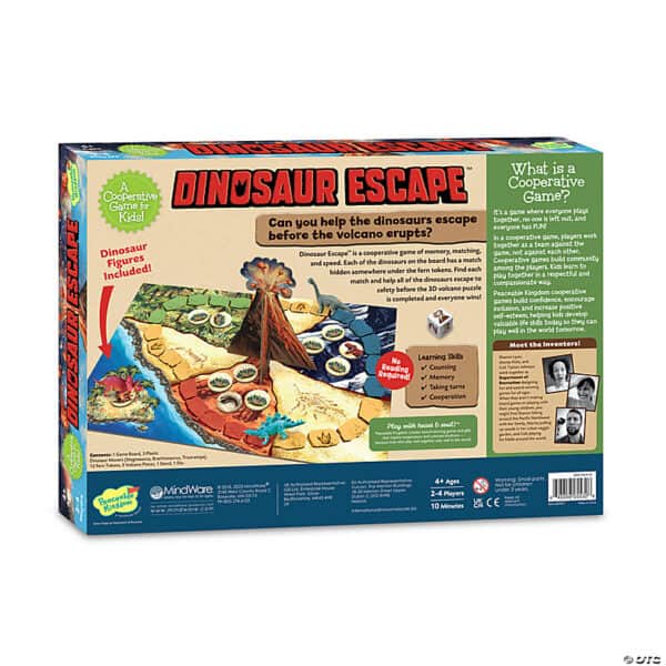 Dinosaur Escape board game box, colorful and educational.