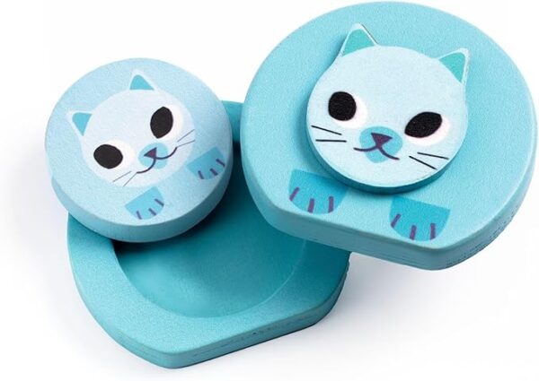 Stackable blue cat face puzzle pieces