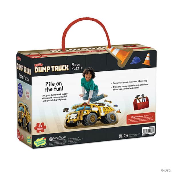 Shiny dump truck floor puzzle box with 49 pieces.