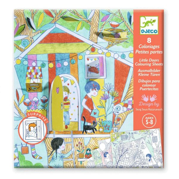 Children's coloring book with colorful illustrations.