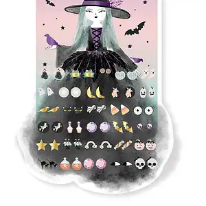 Halloween-themed stick-on earrings for kids.