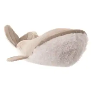 Plush whale toy with soft texture.