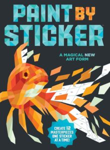 Paint by sticker book cover with geometric fish.