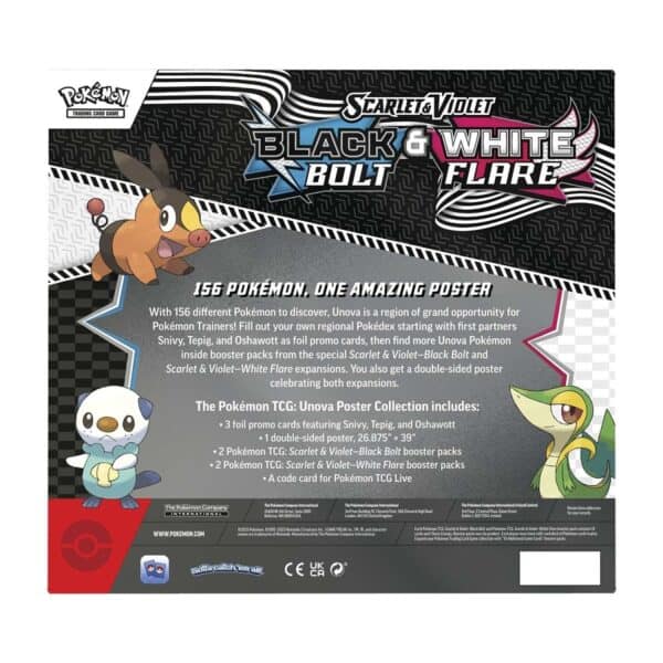 Pokémon Unova collection poster with foil promo cards.