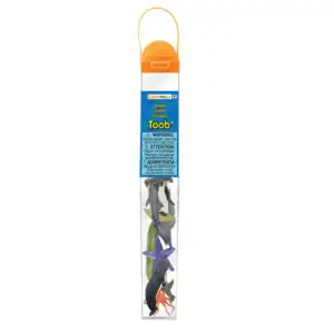 Ocean animal toys in a clear tube.