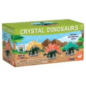 Crystal dinosaurs growing kit, ages 8 and up.