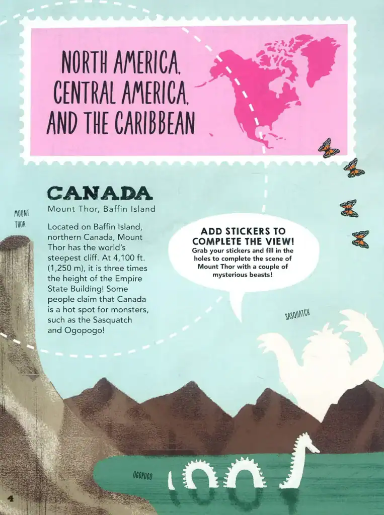 Mount Thor illustration with North America map.