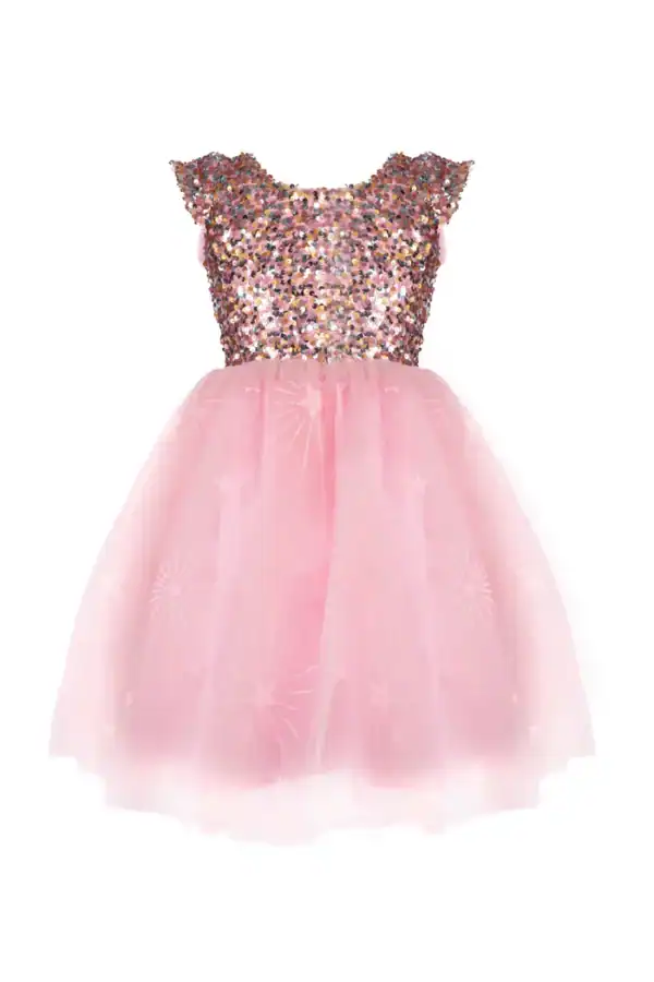 Pink sequin and tulle dress for girls