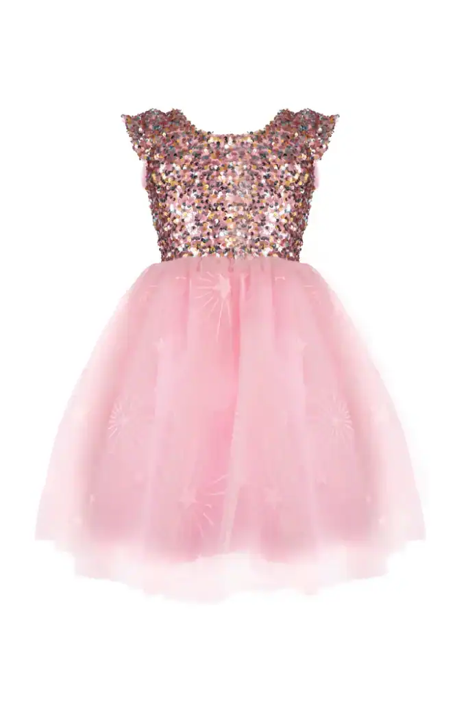 Pink sequin and tulle dress for girls