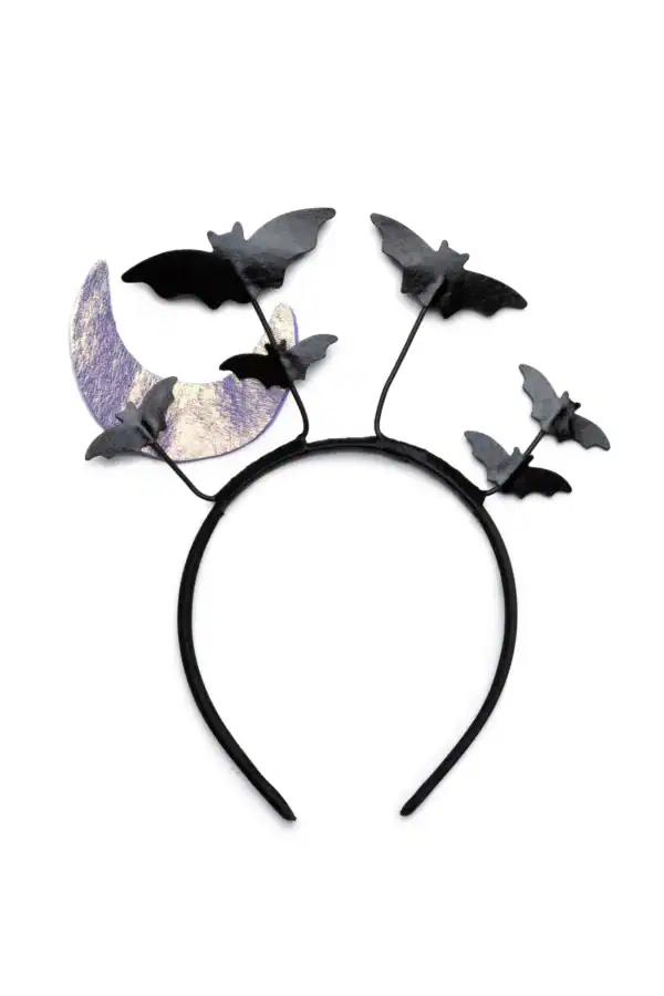 Halloween bat headband with crescent moon design