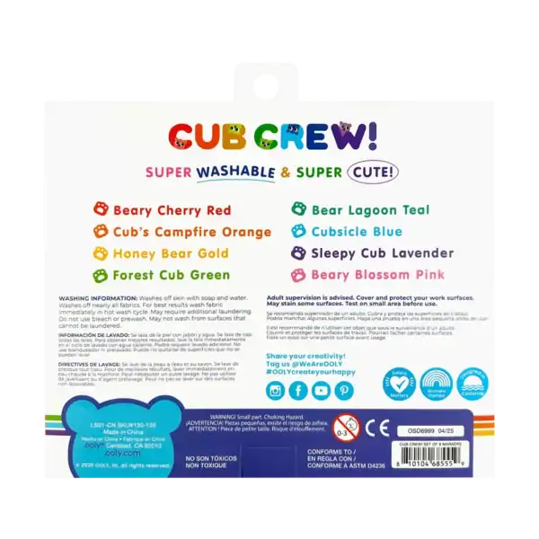 Cub Crew washable marker packaging with color options.