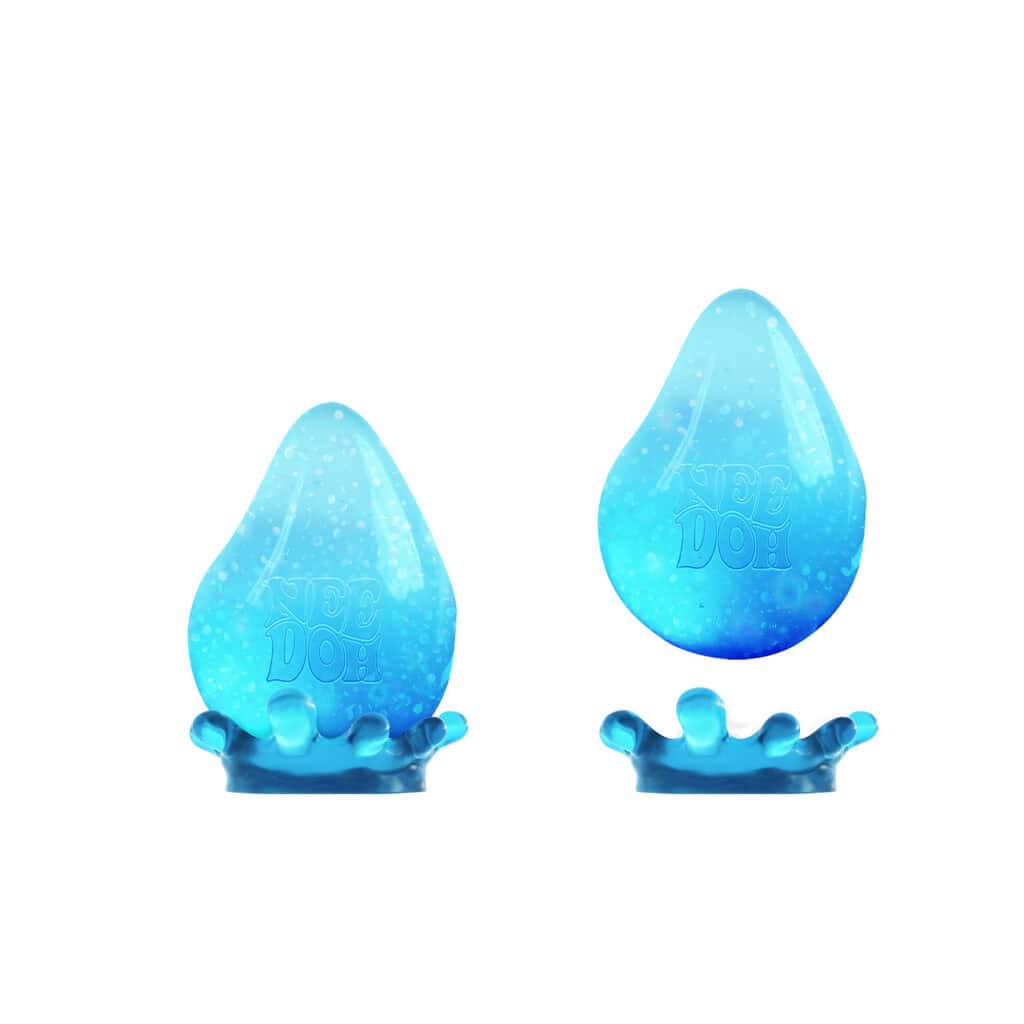 Blue Nee Doh squeeze toy with droplets design.