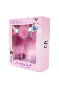 Pink play high heels in decorative box.