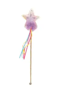 Colorful star wand with ribbons and pom-pom