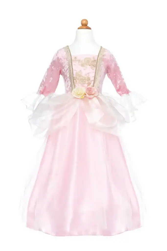 Elegant pink princess dress with floral details
