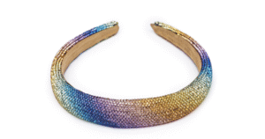 Colorful rhinestone headband against white background
