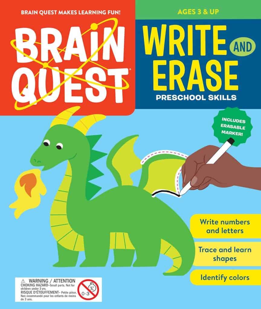 Brain Quest preschool skills book cover with dragon.