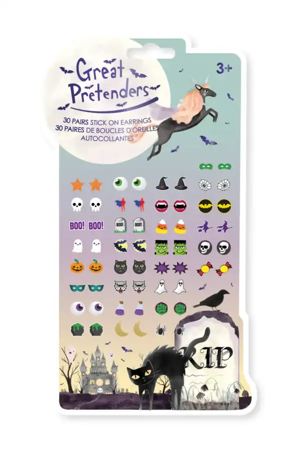 Halloween-themed stick-on earrings for kids