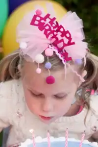 Child blowing out birthday candles