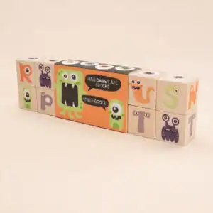 Halloween ABC blocks with monster designs.