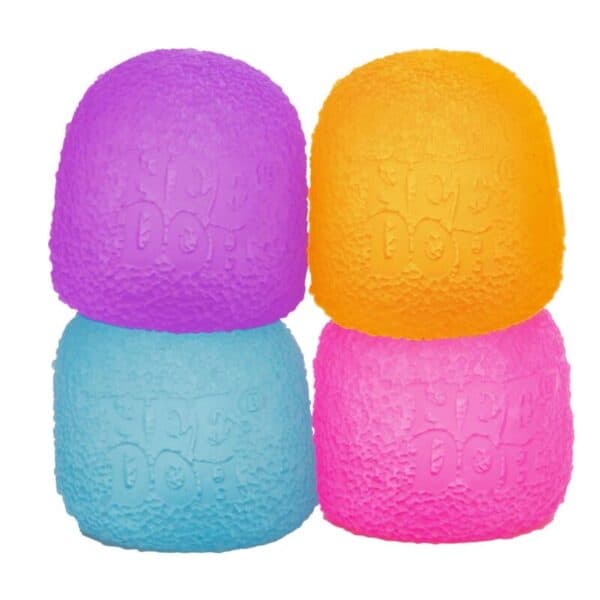 Colorful textured stress balls stacked together