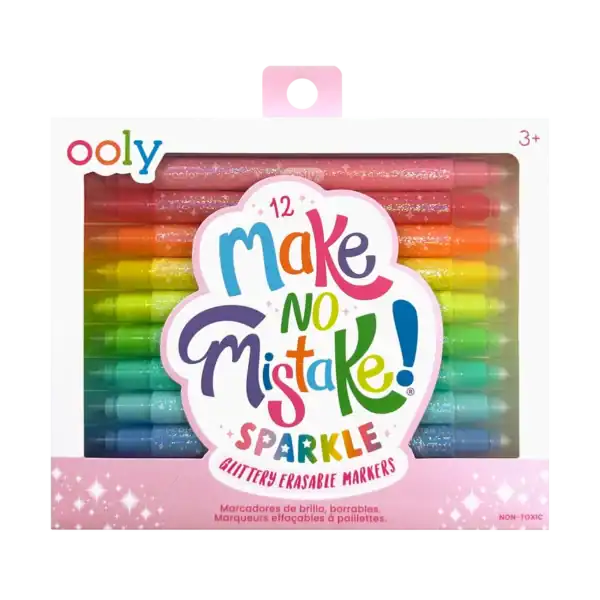 Colorful erasable glitter markers set, 12 count