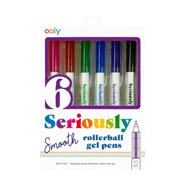 Pack of six colorful rollerball gel pens