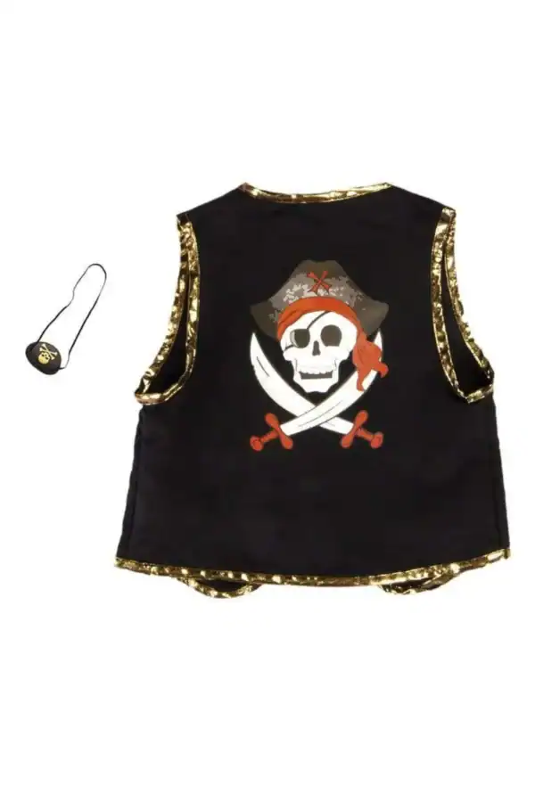 Pirate vest with skull emblem and eye patch.