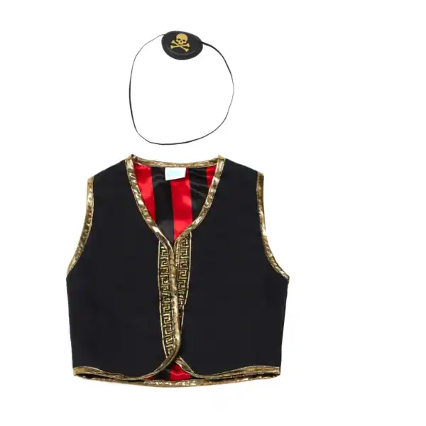 Pirate costume vest with eyepatch accessory.