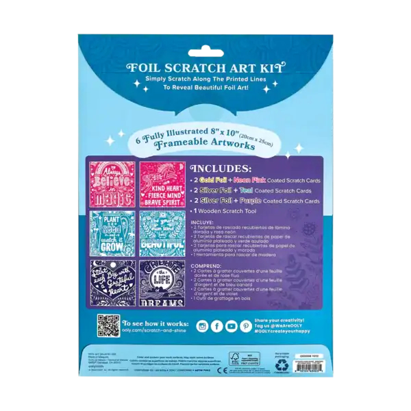 Foil Scratch Art Kit packaging with art examples.