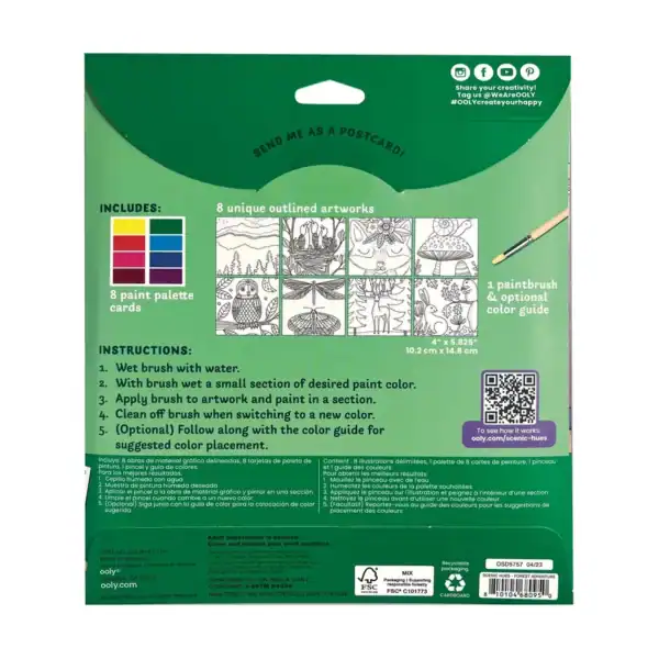 Art kit with color guide and eight outlined artworks.