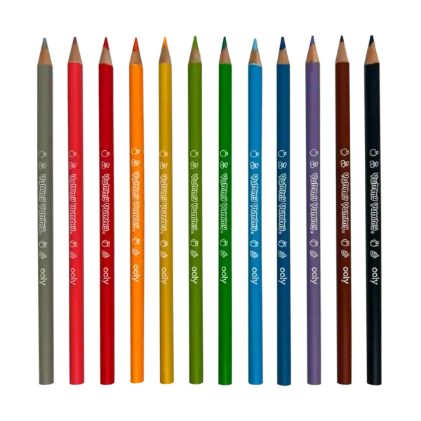 Colorful pencils in a line