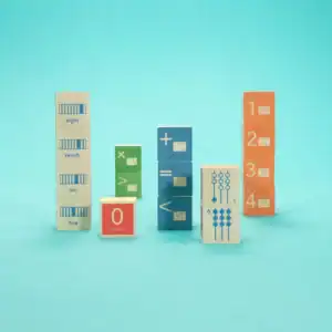 Colorful educational math blocks for kids.
