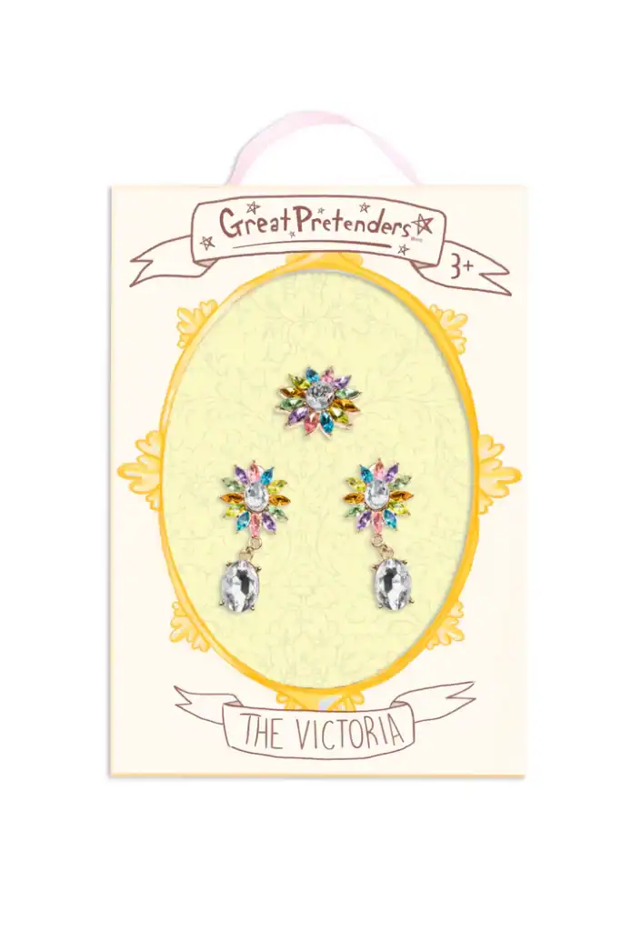 Colorful jewelry set with earrings and brooch