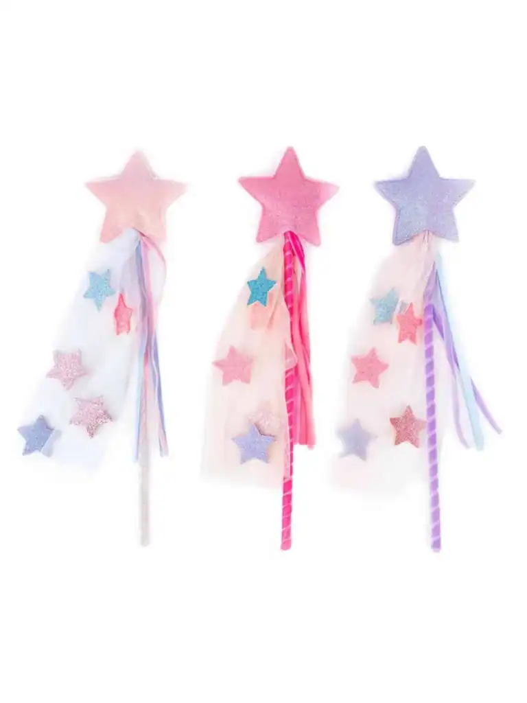 Colorful star wands with ribbon streamers